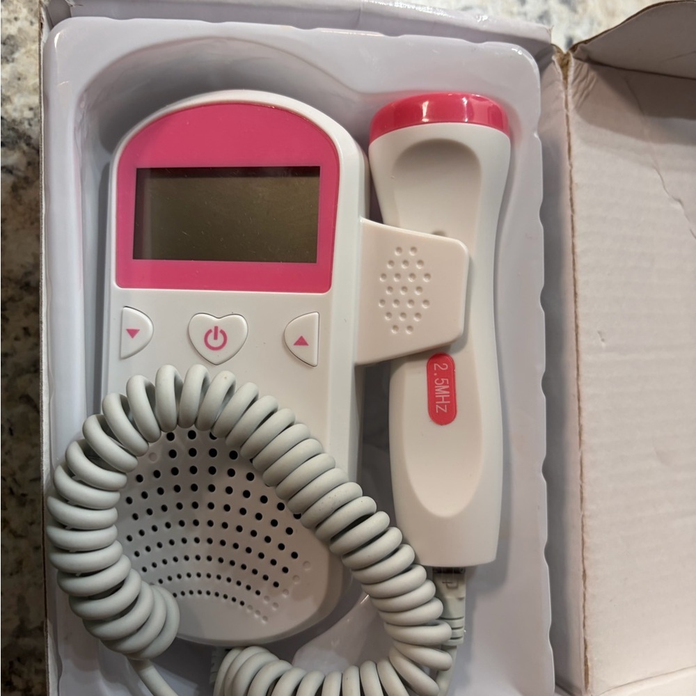 Portable Pink and White Fetal Doppler